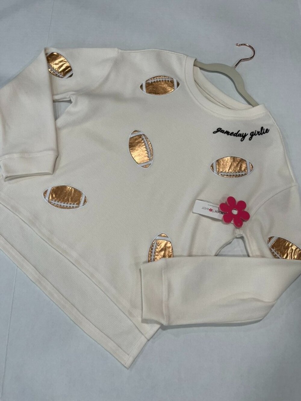 Girl - M, L, XL - NWT Paperflower Waffle Top Football Gameday Girlie
